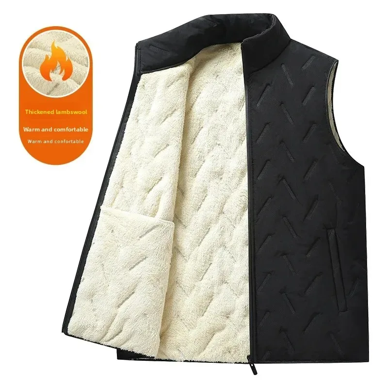 

Мужская повседневная бархатная термокуртка с воротником-стойкой, жилет на флисовой подкладке, цельная верхняя одежда, спортивный жилет, пальто обычного кроя