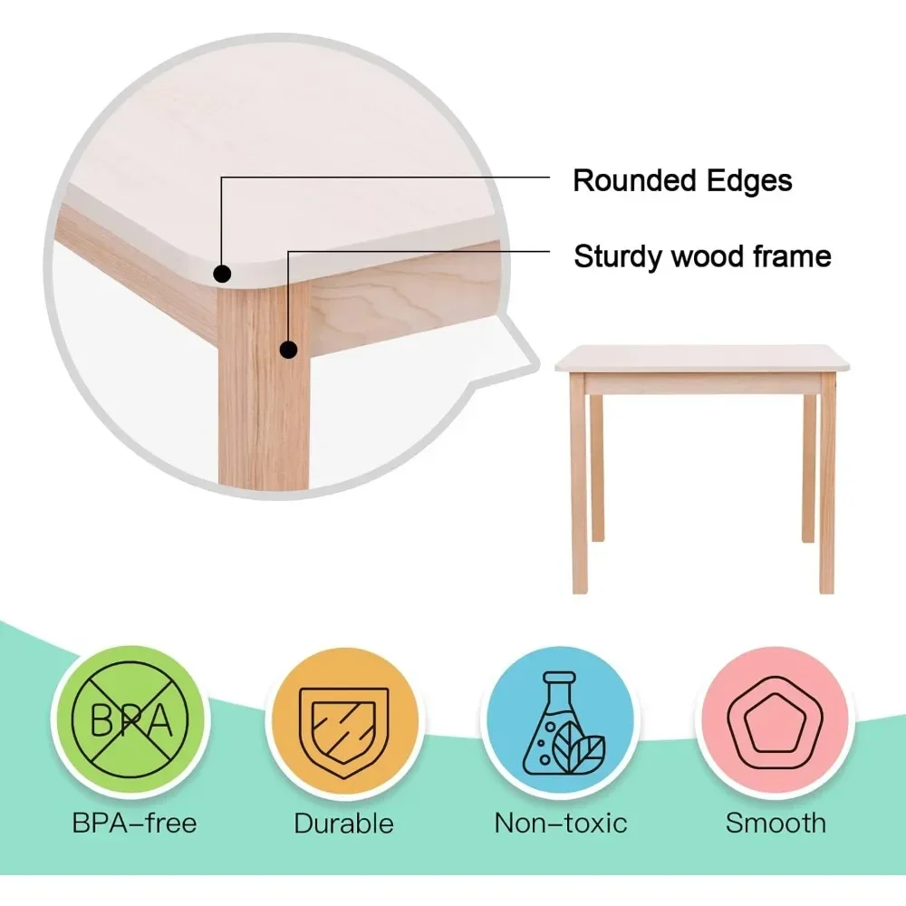 Kindertisch- und Stuhlset aus Holz, natürlich, robust, nicht wackelig, helle Kindermöbel, einfach zu kombinieren