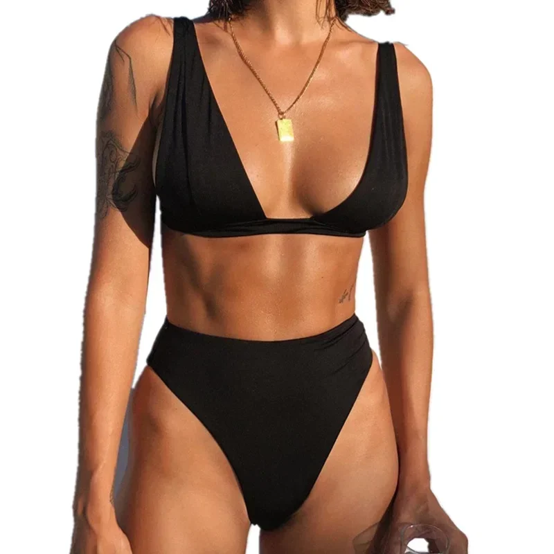 New Sexy Bikini 2022 Solid Swimsuit Women Swimwear Push Up Bikini Set Brazilian Bathing Suit Summer Beach Wear Swimming Suit XL