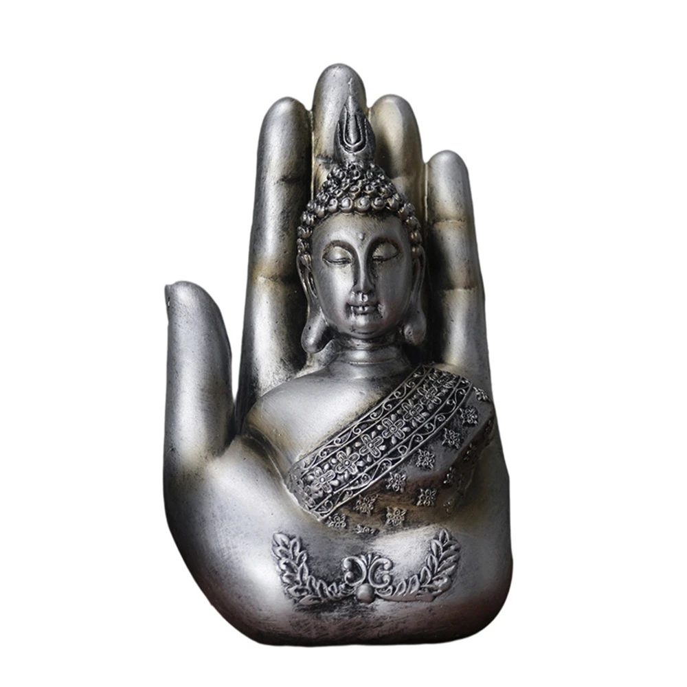 

Resin Palm Buddha Statue Home Decoration Buddha Statue,Suitable for Hallway, Bedroom,Living Room and Other Places Silver