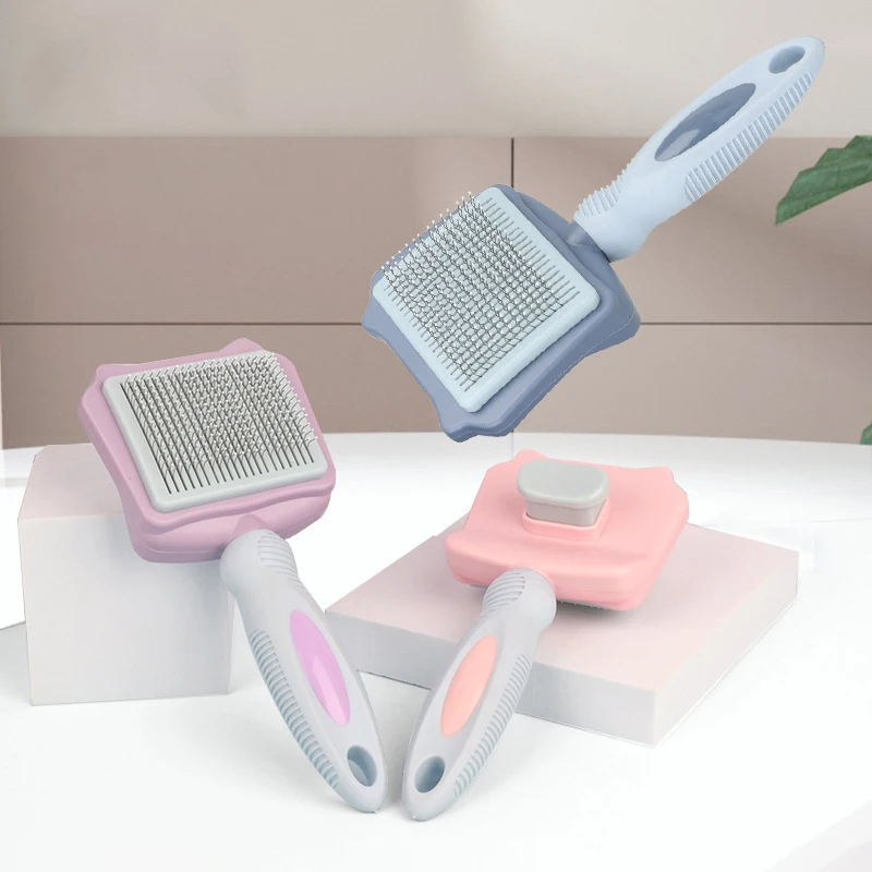 

One-click Self Cleaning Pet Grooming Hair Remover Stainless Steel Needle Beauty Skin Care Dog Brushes Cepillo Para Mascotas