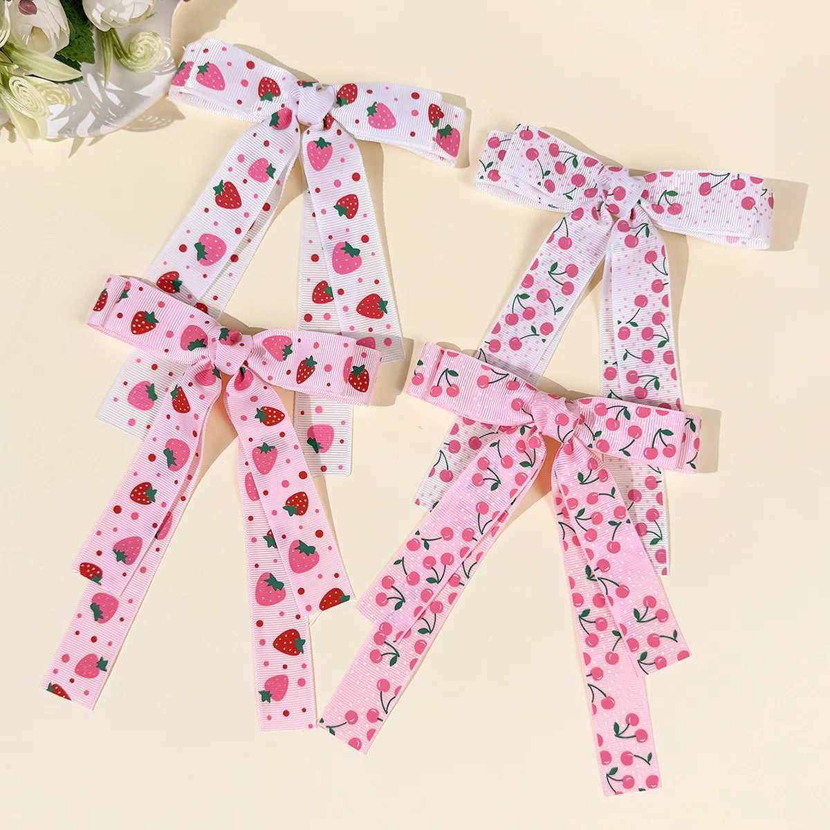 

36PCs Cherry Strawberry Print Long Tassel Hair Clips Girls Women Kids Hairgrips Side Clips Hair Accessories Headwear BULK