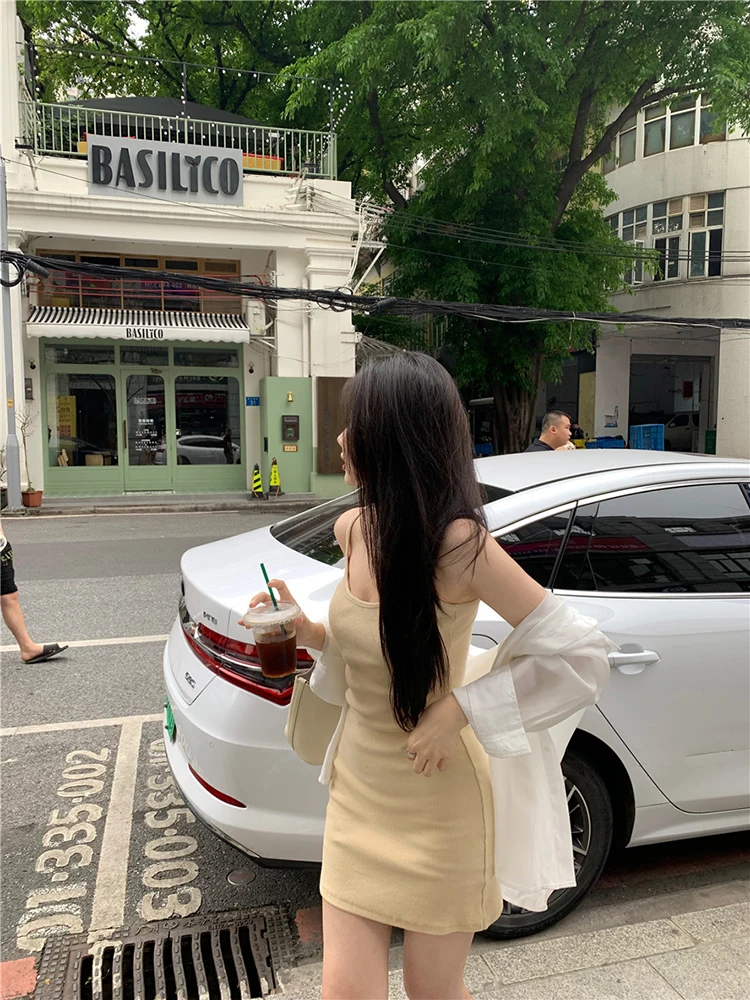Vestidos sin mangas para mujer, vestidos de verano de lino con cuello redondo, cintura elástica, borde de pétalo acampanado, ropa de playa de longitud corta OL