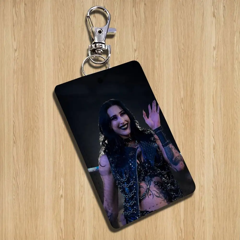 voluptuous R-Rhea Ripley Ace Rectangle ID Card Case Keychain Access Card Bag Key Tag Ring Leather Card Holder Key Ring Access