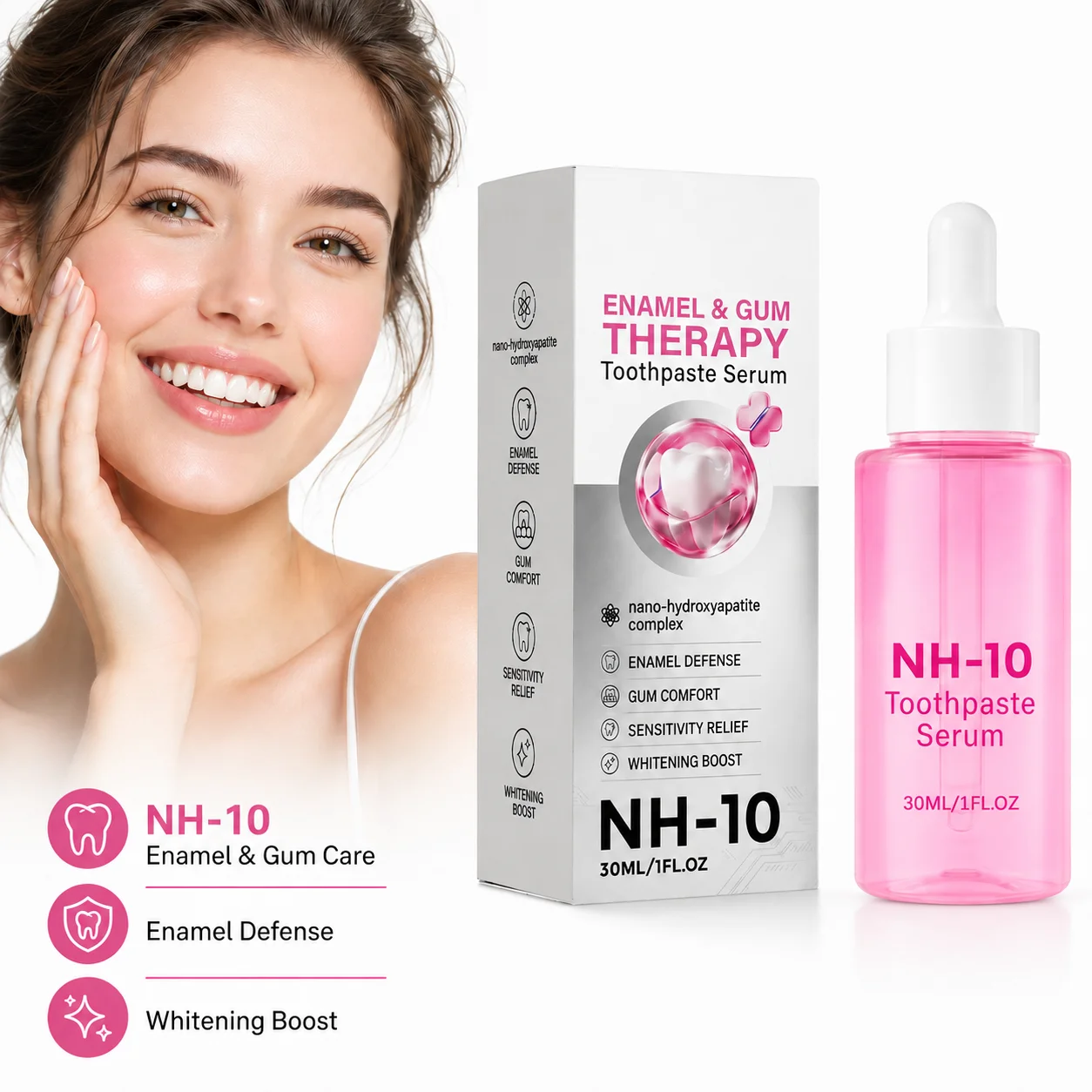NH-10 Tooth Whitening Serum Gentle Yellow Stain Removal Teeth Brightening Fresh Breath Enamel Strengthening Daily Gum Care