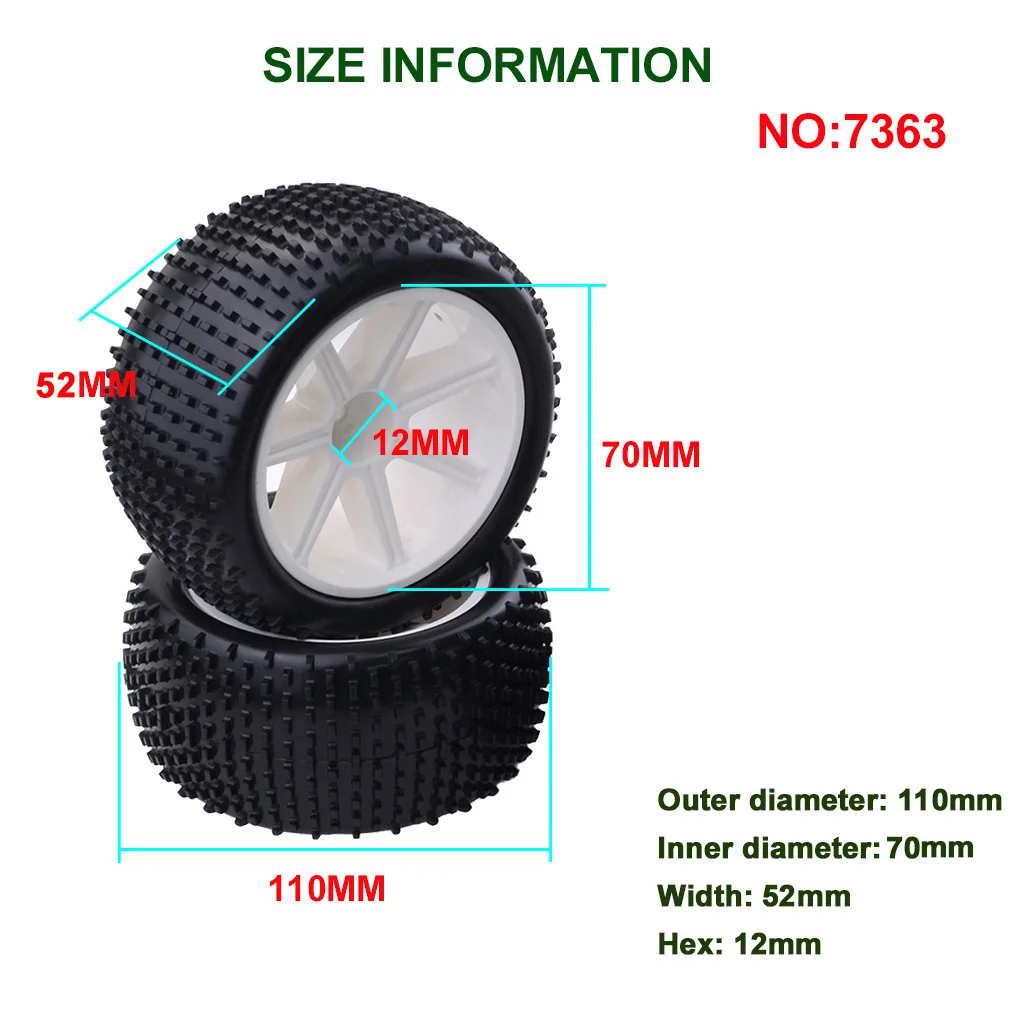 ZD Racing 4PCS 1/10 RC Car Tires Wheels 110mm Rubber Tires 12mm Hex Hub Tyres For 1/10 RC Car Parts