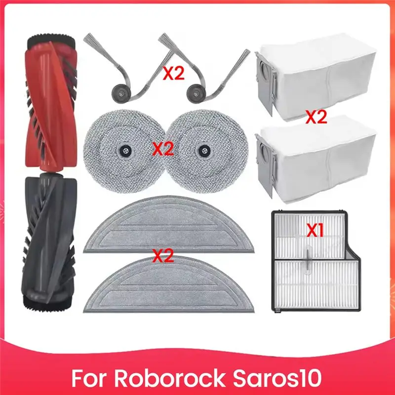 

Запасные части ABBK для робота-пылесоса Roborock Saros10: основные щетки, боковые щетки, мешки для пыли, салфетки для мытья полов, тканевые фильтры.