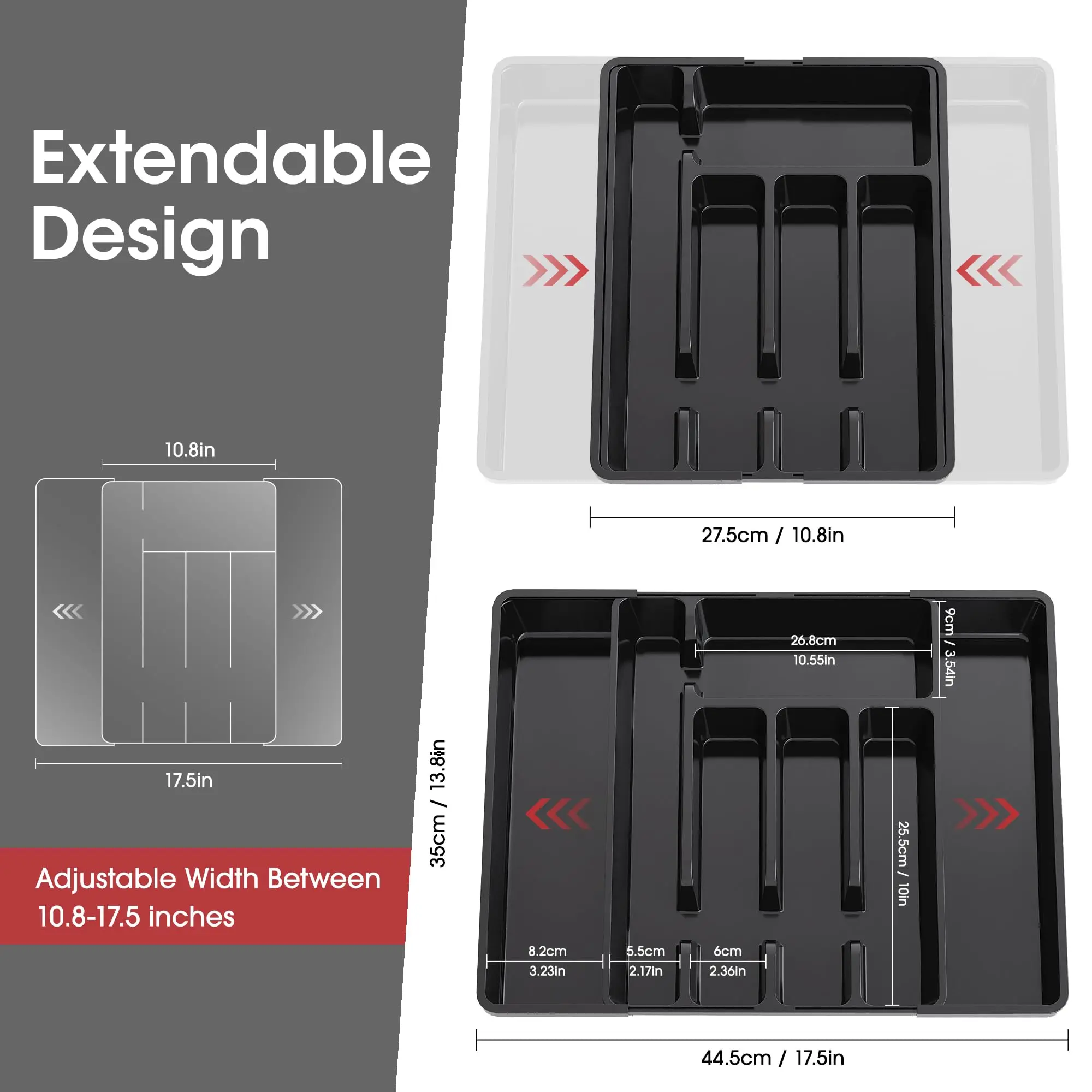 Silverware Expandable Kitchen Drawer Organizer Adjustable Utensil Cutlery Drawer Organizer for Forks Knives