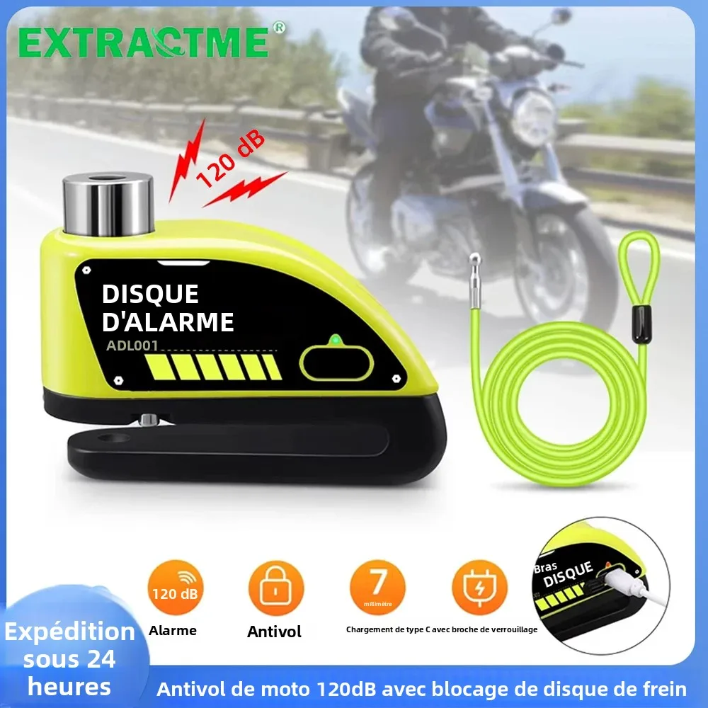 Extractme Moto alarme frein à disque serrure sécurité Moto roue disque cadenas étanche 110dB fort Anti-vol Alarma Motocicleta