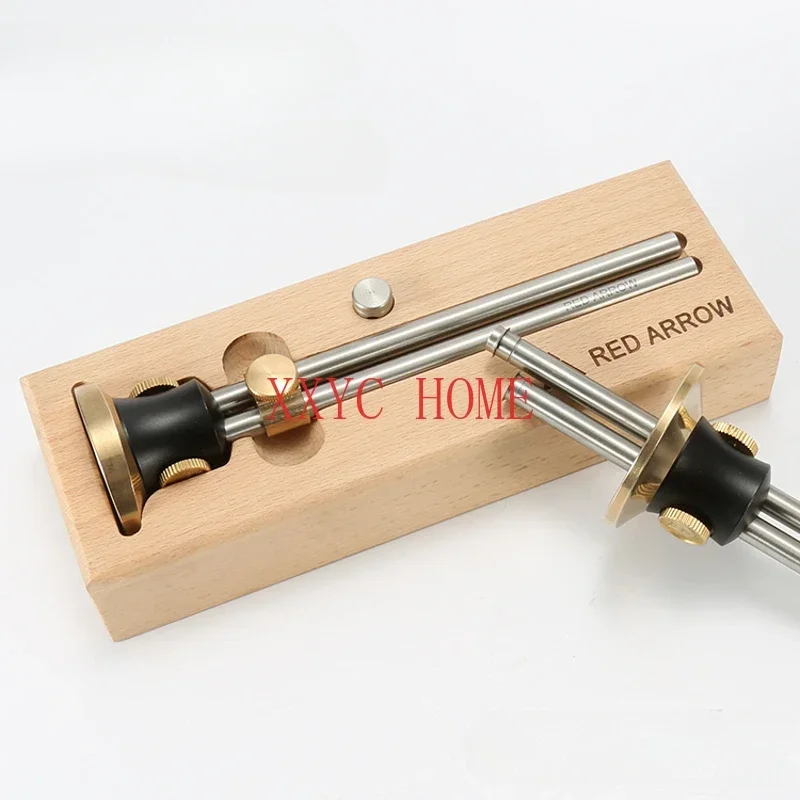 Red Arrow Double Wheel Marking Mortise Gauge - Fine Woodworking, Brass Updated With Scale