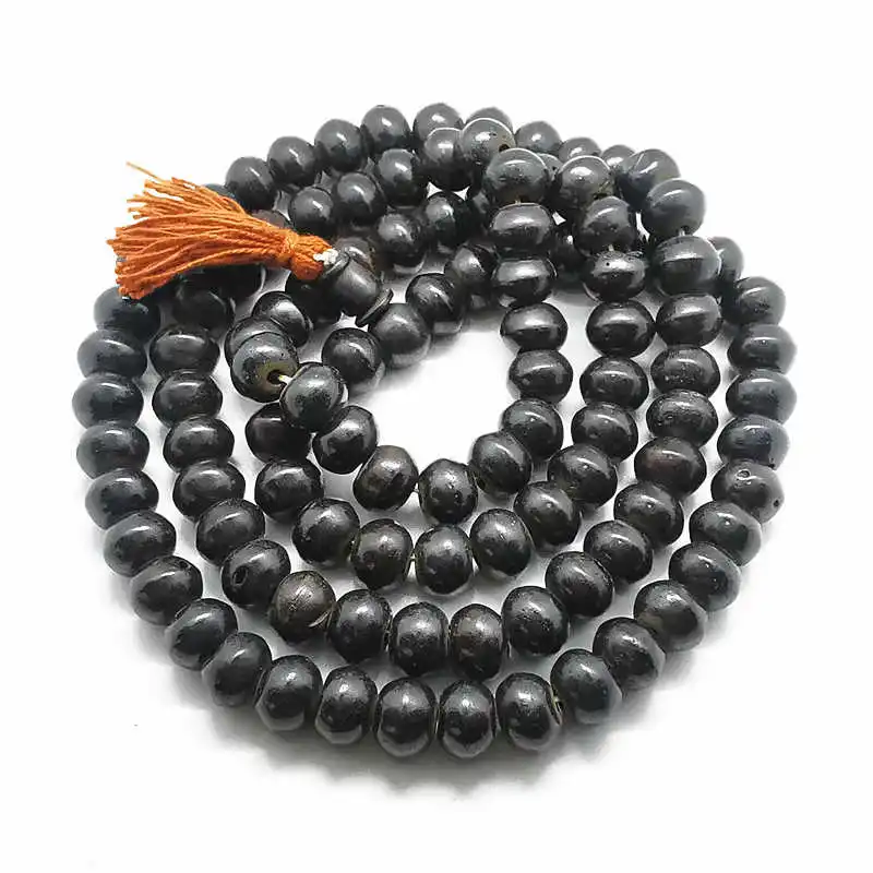 10mm 12mm Black Bone Beads Tibetan Prayer Malas 108 Yak Bone Meditation Rosary BRO846