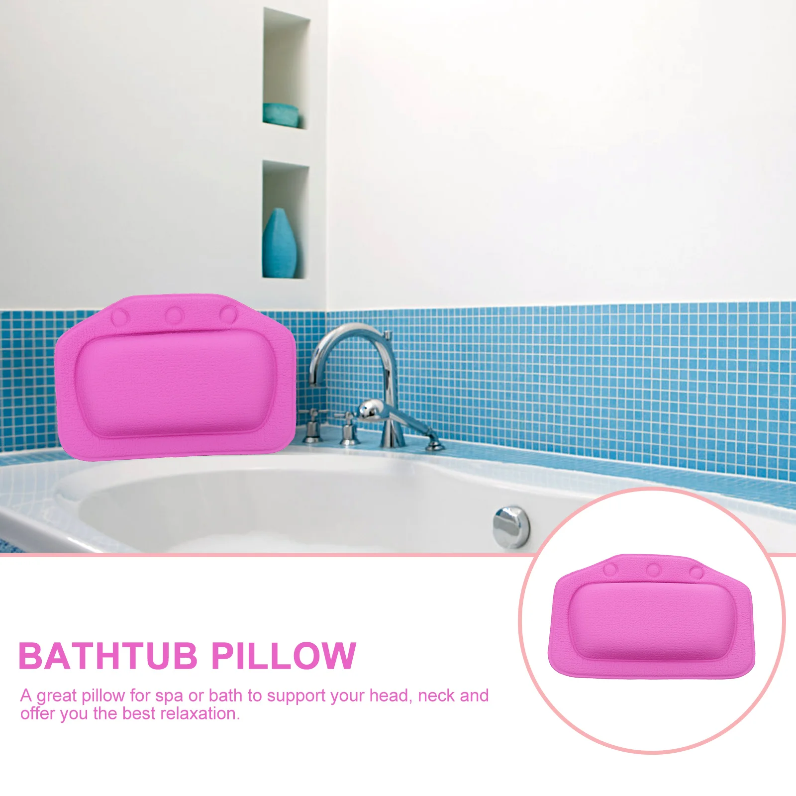 

Bathtub Premium Bath Head Rest Suction Cup Design For Home Spa Comfortable Bath Pillow For Tub Relaxing Bathroom Bathing