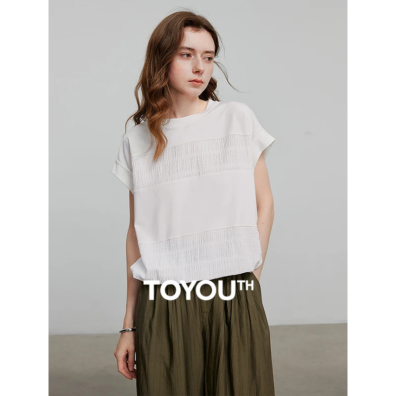 

TOYOUTH Women Short Sleeve T shirt 2025 Spring New Tops 8521005
