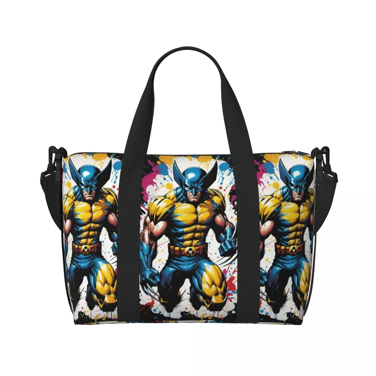 Custom Graffiti Design Wolverine Groceries Shopping Tote Bags Women Large Capacity Anime Cartoon Beach Gym Travel Bags