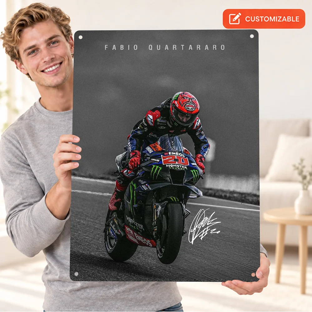 Fabio Quartararo MotoGP Textured Metal Poster Customized Aluminum Sign Selective Color Photography Wall Art For Sports Lounge