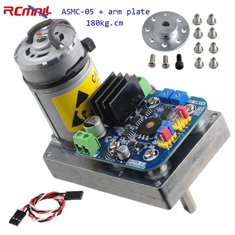 ASMC-05B 180kg.cm RC Servo High Power High Torque + Arm Plate Large Robotic Manipulator Servo Motor for RC Car Quadcopter Boat