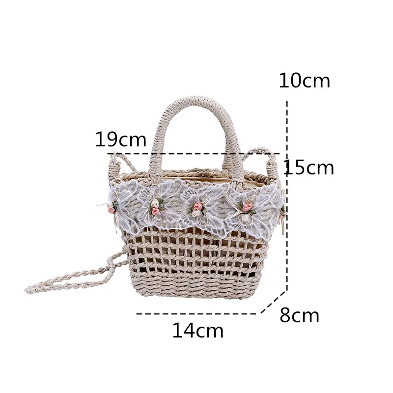 New Summer Women Rattan Bag Casual Beach Vacation HandBag Fashion Braided Shoulder Messenger Bag Vegetable Basket Ladies Totes