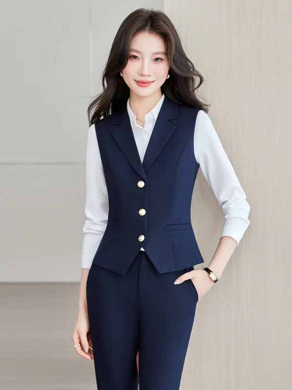 Gray Vest Women's Fashionable Stylish Slimming Professional Vest Set 2026 New Arrival Commute Style Short Length Single Button