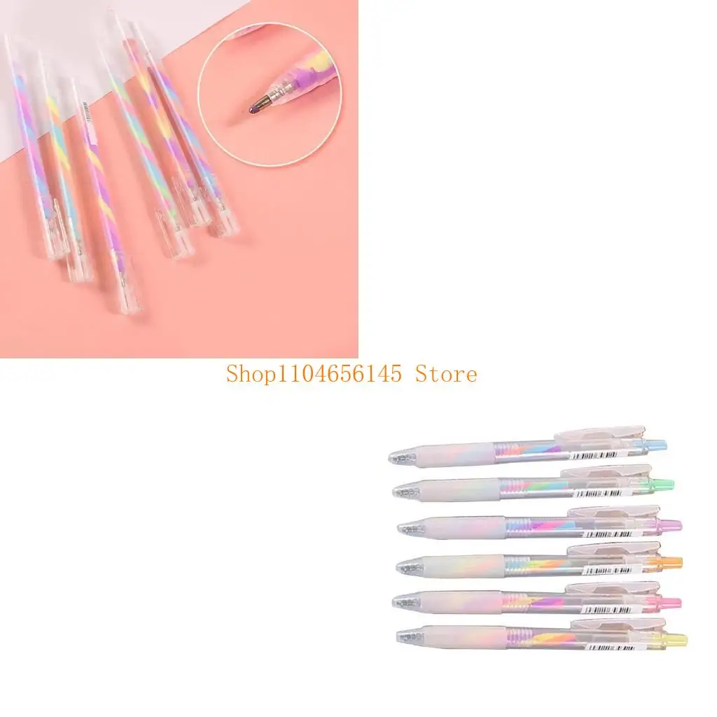 

5ASD 6pcs Glitter Gel Gel Gel раскраски ручка для выдвижного геля для журнала для ведения журнала