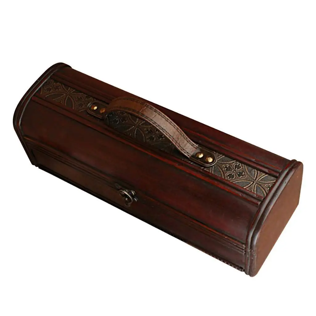 Vintage Archaistic Red Wine Box Portable Wooden Wine Box Retro Gift Wine Storage Box Bottle Packag Wth Handle Bar Accessories