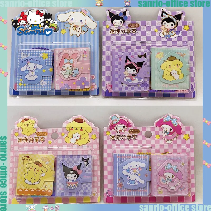 

32pcs Sanrio Stationary Kuromi Pom Pom Purin Cartoon Hello Kitty Mini Share Book Notebook Memo Anime Student Supplies Gifts