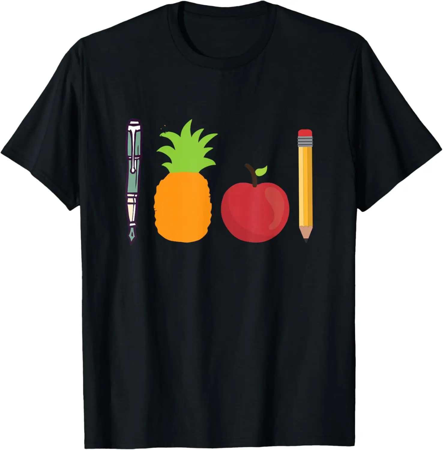 Camiseta divertida con bolígrafo de manzana y piña
