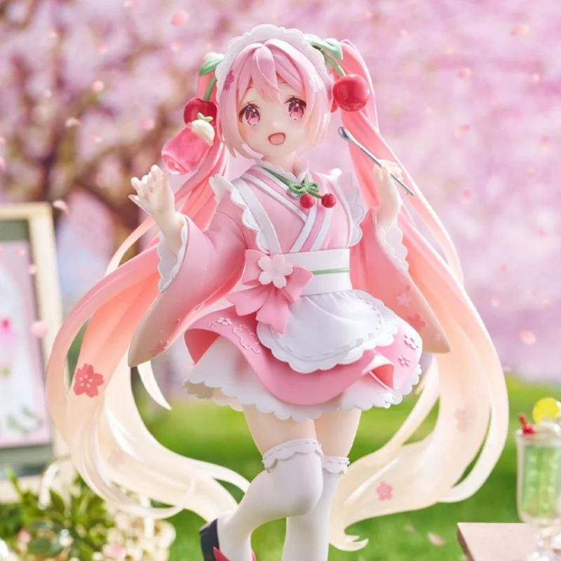 Hatsune Miku Original Anime Figure Sakura Wafuu Kissa Ver  Maid Figurine Model Doll Collectible Toy Kawaii Girlfor Birthday Gift