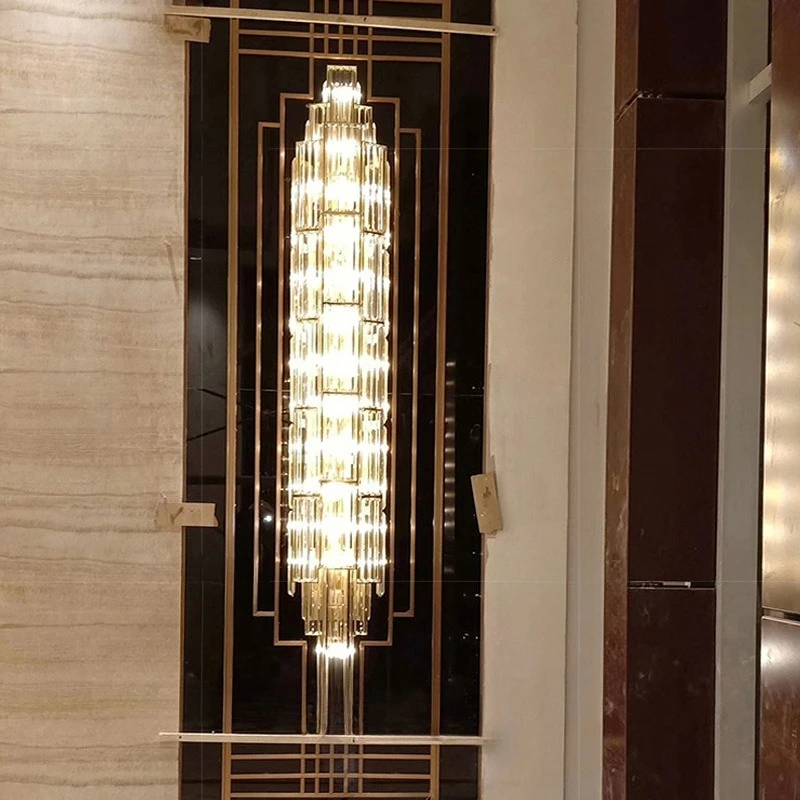 

Hotel lobby crystal wall lamp, lobby aisle banquet hall atmospheric wall lamp, villa living room background wall light luxury