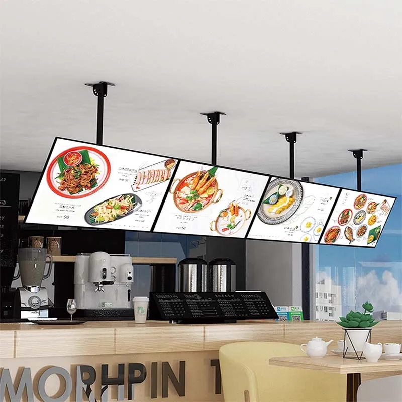 Ultra thin advertising board lightbox wall mounted milk tea shop ordering menu customization price list LED hanging