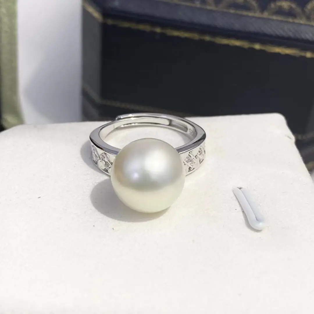 الجملة S925 فضة قابل للتعديل حلقة جبل إعدادات النتائج حوامل ملحقات أجزاء ل 11-12 مللي متر اللؤلؤ 5 قطعة/الوحدة #4