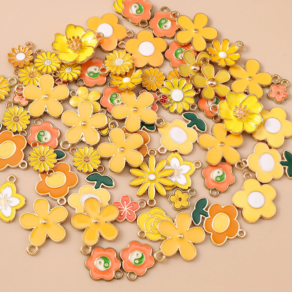 Leslie 20 Stück niedliche grüne Emaille-Blumen-Anhänger für Halsketten, Armbänder, Ohrringe, Schmuckherstellung, Zubehör, DIY-Zubehör – Detail 5