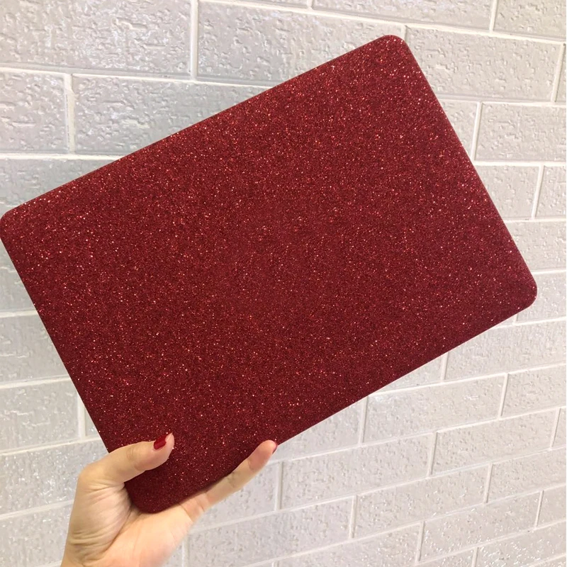 

Glitter Frosted MacBook Case, Wine Red Leather Laptop Hard Case for Macbook Pro 13 14 16 15 Air 13 A2179 With Cutting Out Logo