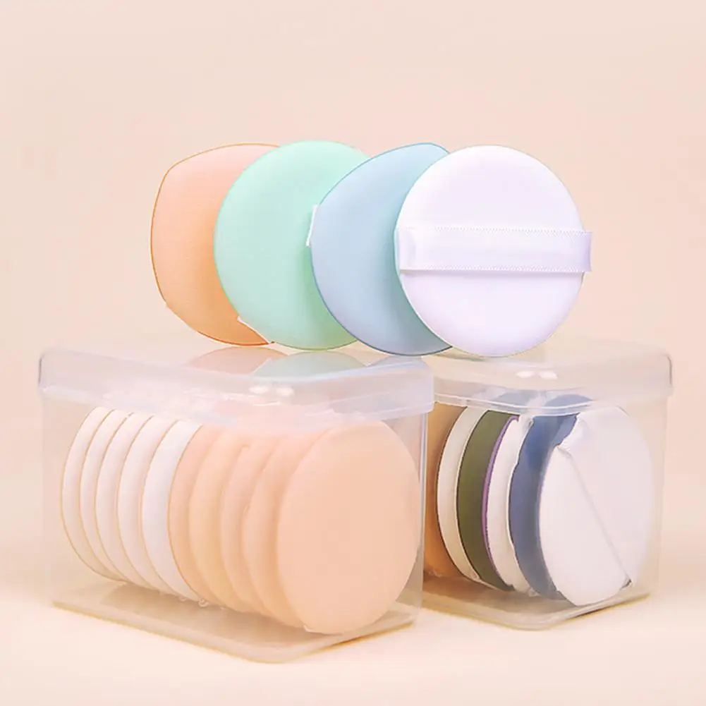 10Pcs/Set Makeup Puff High Elasticity Non-Irritating Soft Cozy Good Ductility Saving Powder Breathable Cosmetic Puff Dry Use Ble