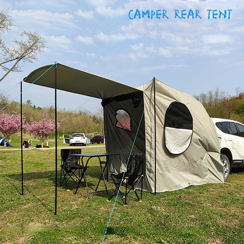 

Car Rear Extention Tent 3-4 Person Portable Self Driving Outdoor Camping Shelter SUV Beach Canopy Multi-function Sunshade Tarp