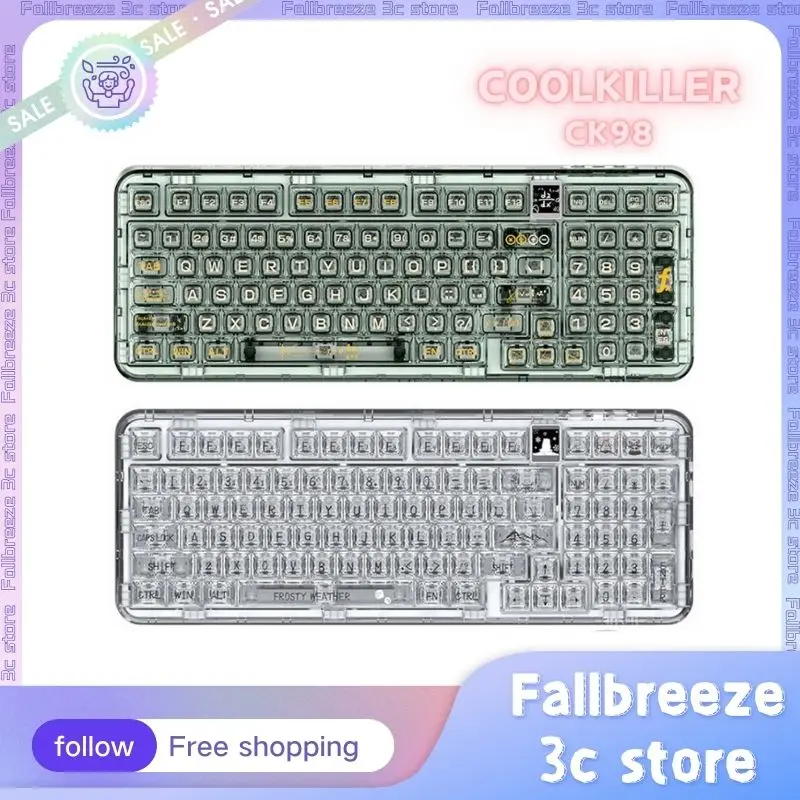 

Coolkiller Ck98 Polar Bear Wireless Mechanical Keyboard Transparent Bluetooth Gasket RGB Hot-Swap Customization Gaming Keyboard