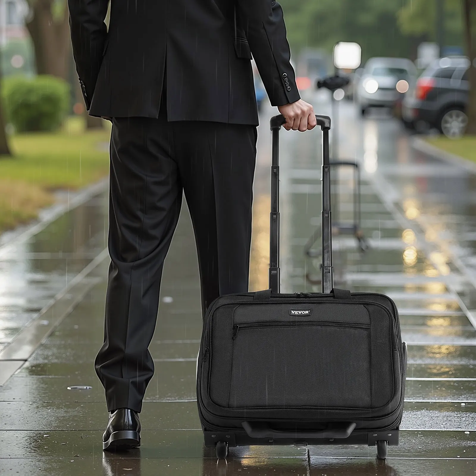 

Сумка-портфель на колесиках для ноутбука, подходит для ноутбуков до 17,3 дюймов, с телескопической ручкой