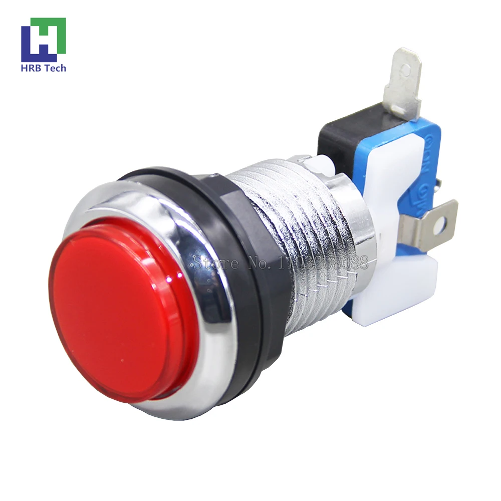 1PCS CHROME Plated illuminated arcade push button 5V 12v LED Arcade Start Push Button with micro switch for Arcade DIY Joystick