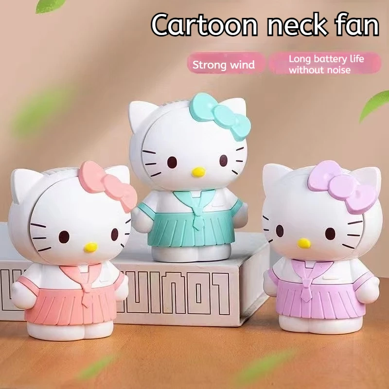 Sanrio HelloKitty Anime mainan tokoh aksi Model buatan tangan Mobil Desktop Dekorasi kue musim panas portabel kipas kecil hadiah anak perempuan