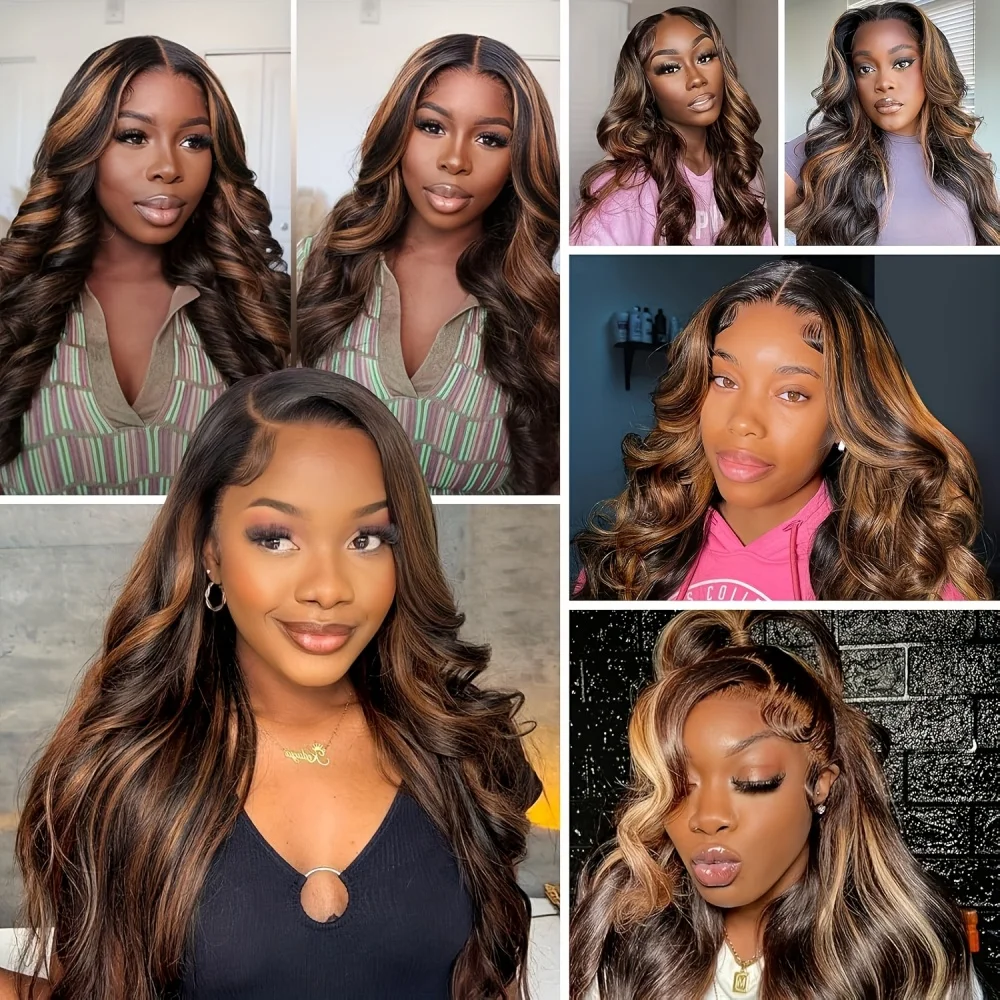 13x4 13x6 تسليط الضوء على الدانتيل شعر مستعار أمامي 100% البرازيلي الشعر البشري 1B30 أومبير الجسم موجة الدانتيل الباروكات الأمامية Hd الدانتيل الشعر البشري للنساء #5