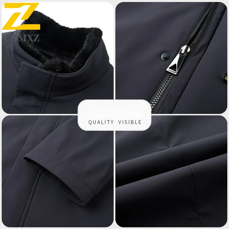 COMXZ Mens Down Jacket New Luxury Stand Collar Commute Office Lightweight Puffer Jacket Detachable Inner Layer Warm Winter Coat