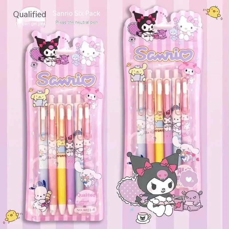 

Sanrio 12/24pcs Press Gel Pen Set Kawaii Hello Kitty 0.5mm Black High-Value Cute Style Student Writing Stationery Wholesale