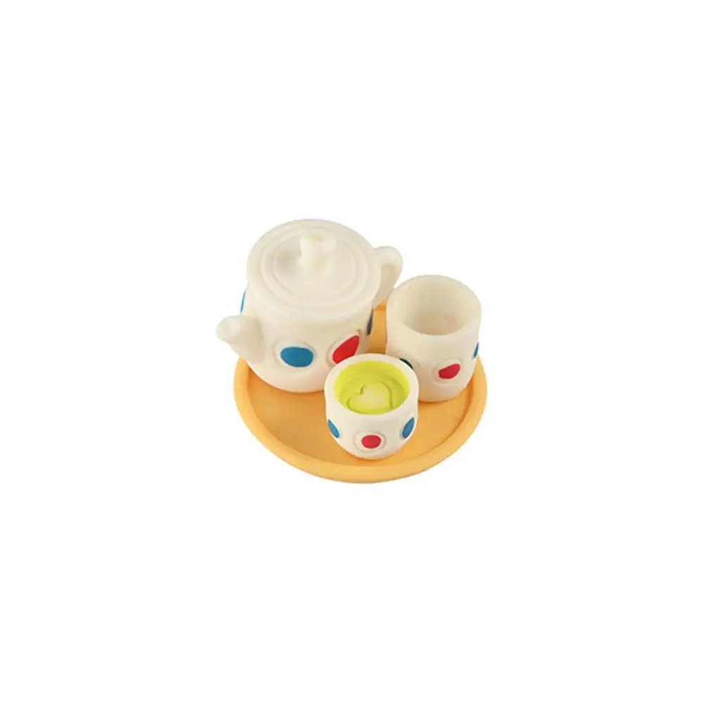 Mini Tea Set Dollhouse Miniature Teapot Cups Set Resin Model Dollhouse Mini Resin Kettle Tableware Model Colorful