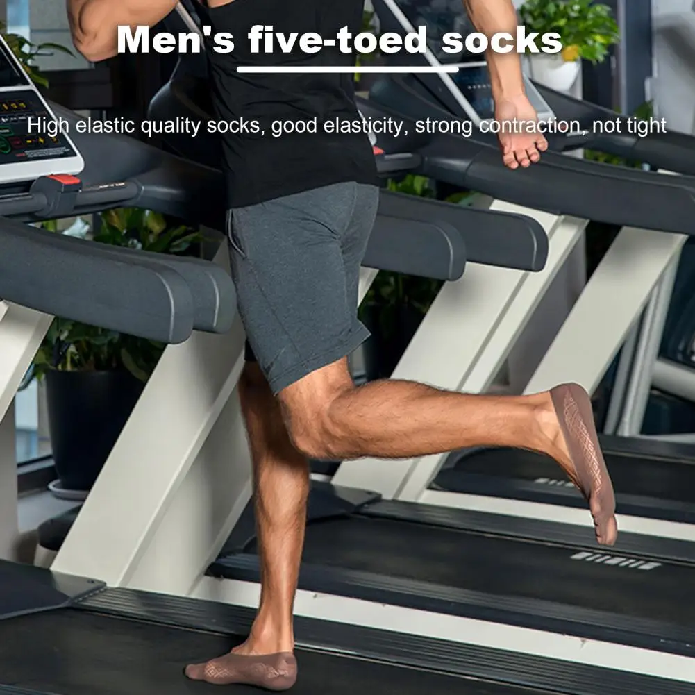 Men Toe Socks Soft Elastic Men's Toe Socks Breathable Sweat Absorbing Athletic Five Finger Socks for Invisible Low Cut Running 2