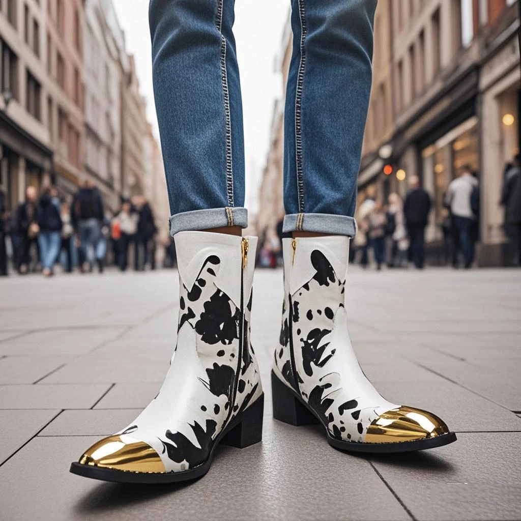 British Metal Pointed Toe Party Club Man Shoes Red Motorcycle Zipper Ankle Boots Plus Size Wedding Party Real Leather Short Boot