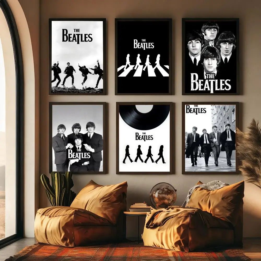 Retro Band B-Beatles Painting Calligraphy High-Quality Cotton Canvas Poster Wall Art for Living Room Modern Coffee House Decor