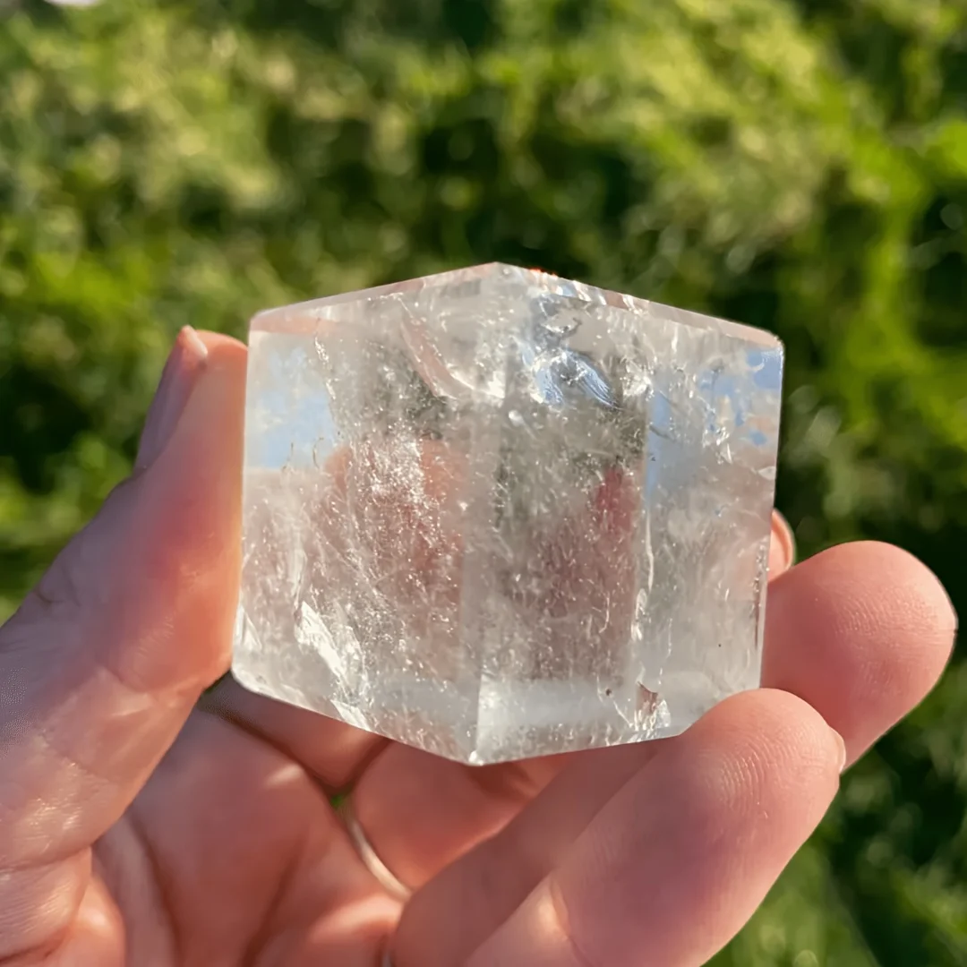 Natural Optical Calcite Cube Clear Iceland Spar Raw Crystal Mineral Specimen Healing Stone Teaching Ornament Home Decor