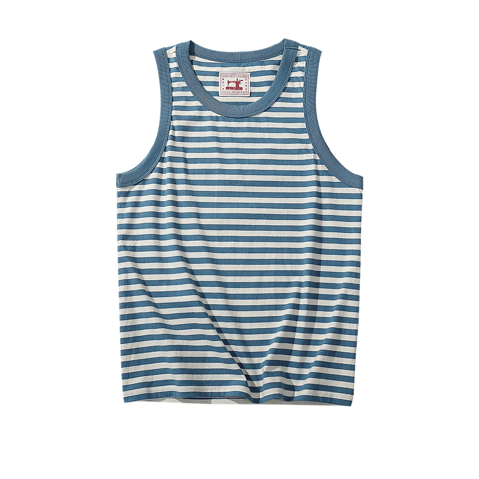 Men's Summer Japanese Retro Washed Sailor Shirt Heavy Cotton Loose Casual Color Matching Striped