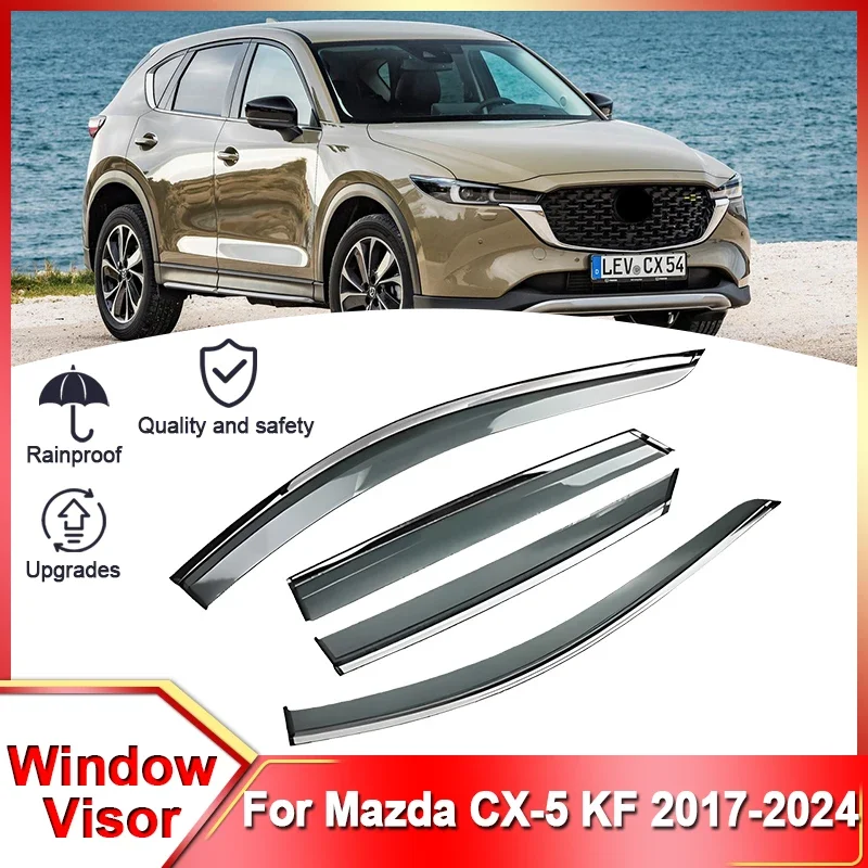 For Mazda CX-5 CX 5 CX5 KF 2017 2018 2019 2020 2021 2022 2023 2024 Car Window Visor Sun Rain Guard Weather Shield Wind Deflector