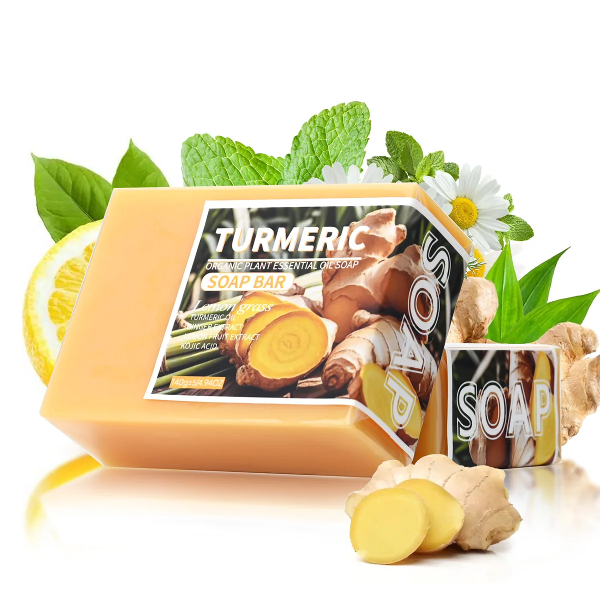 Turmeric Essential Oil Soap, Lemon Essential Oil Handmade Soap, Suitable For Washing Face And Bathing The Whole Body, Daily