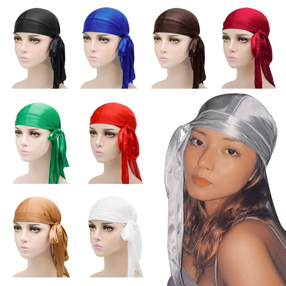 

Pre-Tied Bandana Fashion Adjustable Breathable Pirate Hat Elastic Men Women Silk Durag